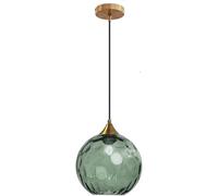 AWEITG Globe Glass Pendant Light Modern Bronze Gold Holder with Colored Glass Ball, Adjustable Hanging Lamp, Home Decor for Living Room, Kitchen, Island(Green)