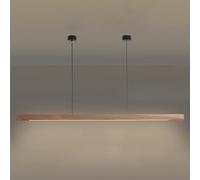 AWEITG Minimalist Linear Pendant Light 47.2in - Wood Chandelier Ceiling Lamp for Kitchen Island, Dining Table & Office Spaces Adjustable Hanging Fixture with 3000K Warm(Walnut-3000k)