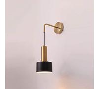 AWEITG Nordic Style Adjustable Wall Light E27 Metal Pendant Lamp for Bedroom, Cool White 5W(Black+Cool White)