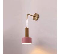 AWEITG Nordic Style Adjustable Wall Light E27 Metal Pendant Lamp for Bedroom, Cool White 5W(Pink+Cool White)