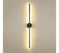 AWEITG Nordic Style Linear LED Wall Lamp - 60CM 11W, Black & Warm White, Aluminum Sconce for Bedroom, Living Room, Stair, and Corridor Decoration(Black+Warm White,80CM 15W)