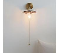 AWEITG Rustic Vintage Wall Sconces - Hardwired E27 Indoor Lamp Pull Chain Switch for Bedroom, Living Room, Dining, Hallway, and Stairway(Walnut Wood)