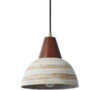 AWEITG Sturdy Minimalist Ceramic Brass Pendant Light with Walnut Wood Chandelier for Home, Attic, Hallway, and Bedroom - E27 Ceiling Hanging Lamp