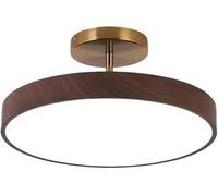 AWEITG Tri-Color Dimmable LED Ceiling Light - Round Wood Grain Recessed Lamp for Interiors(Walnut,15.7in)