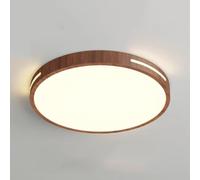 AWEITG Ultra-Thin Tri-Color Dimming LED Ceiling Light - Walnut Wood Grain Finish, Easy to Install, Perfect for Home Office, Lounge, Hallway, and Porch(40cm)