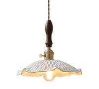 AWEITG Vintage Walnut Finish Pendant Lamp with White Ceramic Shade - Retro Leaf Chandelier E27 for Home and Commercial Use