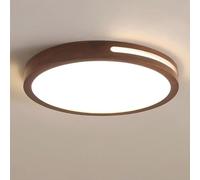 AWEITG Walnut Wood Flush Mount Ceiling Light - Ultra Thin Indoor Lighting for Living Room, Bedroom, Kitchen, and Hotel(Neutral Light,D: 30CM)