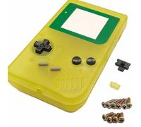 AWEJRIXX Replacement Shell Kit for Classic Handheld Gaming Console - DIY Repair Parts SetIncludes Screen Lens/Buttons/Conductive Pads/Screws/Dust Cover/Battery Cover (Translucent Neon Yellow)