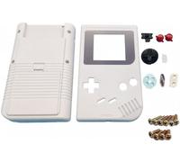 AWEJRIXX Replacement Shell Kit for Classic Handheld Gaming Console - DIY Repair Parts SetIncludes Screen Lens/Buttons/Conductive Pads/Screws/Dust Cover/Battery Cover (White)