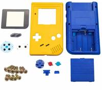 AWEJRIXX Replacement Shell Kit for Classic Handheld Gaming Console - DIY Repair Parts SetIncludes Screen Lens/Buttons/Conductive Pads/Screws/Dust Cover/Battery Cover (Yellow&Blue)