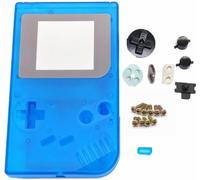 AWEJRIXX Replacement Shell Kit for Classic Handheld Gaming Console - DIY Repair Parts SetIncludes Screen Lens/Buttons/Conductive Pads/Screws/Dust Cover/Battery Cover (Clear Blue)