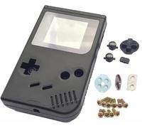 AWEJRIXX Replacement Shell Kit for Classic Handheld Gaming Console - DIY Repair Parts SetIncludes Screen Lens/Buttons/Conductive Pads/Screws/Dust Cover/Battery Cover (Black)