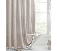 Awellife Beige Boho Shower Curtain for Bathroom Country Retro Cottage Bathroom Decor Cotton and Linen Cloth Farmhouse Shower Curtain 72x72 Inch