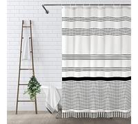 Awellife Black and White Boho Shower Curtain for Bathroom Stripe Tassel Shower Curtain Farmhouse Cotton 72" L x 36" W