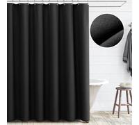 Awellife Black Linen Shower Curtain Bohemian Style with Natural Cotton Fabric Lining for Bathroom, 72 x 36 inches (L x W)