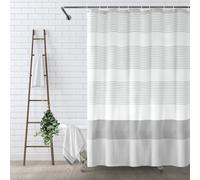 Awellife Boho Gray Shower Curtain for Bathroom Stripe Shower Curtain 72 X 72 Inches Farmhouse Cotton Grey