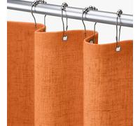 Awellife Burnt Orange Extra Long Shower Curtain 84 Inch Linen Textured Boho Farmhouse Shower Curtains for Bathroom Fabric Liner, Extra Long 72" W x 84" L