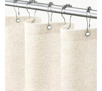 Awellife Flax White Shower Curtain Linen Textured Boho Farmhouse Shower Curtains for Bathroom Fabric Liner 72 x 72 Inch