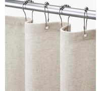 Awellife Linen Shower Curtain, Textured Fabric, Bohemian Country Style Shower Curtain with Fabric Lining for Bathroom, Cream, 137 x 198 cm (W x L)