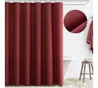 Awellife Red Shower Curtain Linen Textured Boho Farmhouse Shower Curtains for Bathroom Fabric Liner 72 x 72 Inch