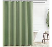 Awellife Sage Green Linen Shower Curtain Boho Farmhouse Shower Curtains for Bathroom Natural Cloth Cotton Fabric Liner 72" L x 60" W Stall