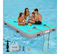 AWEMUFA 8 x 6FT Inflatable Dock Floating Platform, Inflatable Rafts Island Lake Floats, Heavy Duty Floating Island Swim Air Water Mat for Ocean Lake Floats for Adults Travel