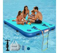 AWEMUFA 8 x 6FT Inflatable Floating Dock Floats, Inflatable Dock Floating Platform Lake Pool Floating Raft Island Pad Swim Air Platform Mat, Water Mat Beach Floats Ocean Floats for Adults Travel