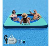 AWEMUFA 8ft Inflatable Floating Dock Platform with Mesh, Floating Island Raft Lake Pool Inflatable Water Hammock Swim Air Platform, Floating Water Mat Island Floats for Adults Travel Floats