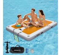 AWEMUFA 8ft x 6.6ft x 8 inches Inflatable Floating Dock, Inflatable Dock Floating Platform Non-Slip EVA Surface, Water Mat Floating Island Raft for Lake, Floating Dock Mat for Pool Beach Ocean