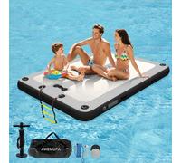 AWEMUFA 8ft x 6ft Inflatable Floating Dock, Inflatable Dock Floating Platform, Inflatable Raft Island with Non-Slip Eva Surface, Floating Mat Lake Floats for Pool Beach Ocean