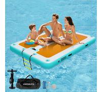 AWEMUFA 8ft x 6ft Inflatable Floating Dock, Inflatable Dock Floating Platform Non-Slip EVA Surface, Water Mat Floating Island Raft for Lake, Floating Dock Mat for Pool Beach Ocean