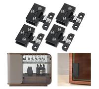 AWEN 4 Pcs Glass Doors Hinge Cupboard Showcase Wine Cabinet Clamp Ambry Gate Hinges Replacement Parts, Black