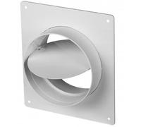 Awenta 150mm Wall Mounted Flange Anti Backdraft Damper White Pvc Round Grille