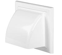 Awenta 4" Inch Wall Vent Cover with Backdraft Damper - White ABS Plastic Hood with Gravity Flap/Rain Guard - Weatherproof Exterior Exhaust Grille for Dryer Bathroom Kitchen Fans - Outdoor Air Outlet