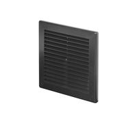 Awenta Plastic Air Vent Grille Cover 150x150mm 6x6 inch, Black with Insect Grid Fly Net, Screw Hole Covers for Better Look