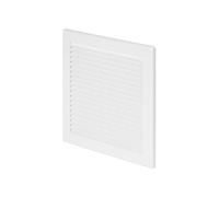 Awenta Plastic Air Vent Grille Cover 200x200mm 8x8 inch, White with Insect Grid Fly Net, Screw Hole Covers for Better Look