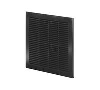 Awenta Plastic Air Vent Grille Cover 300x300mm 12x12 inch, Black with Insect Grid Fly Net, Screw Hole Covers for Better Look