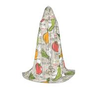 AWERRTY Vegetable Fruit Print Hooded Cape, Costume Cloak,Non Zipper Flowing Outfit For Halloween, Cosplay