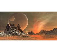 AWERT 24x16 inches Sci-Fi Interstellar Theme Aquarium Background Silver Ore Yellow Sand Celestial Planet Fish Tank Background Vinyl Background