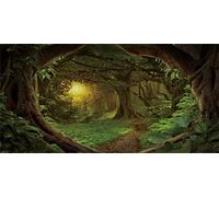AWERT 30x18 inches Psychedelic Forest Terrarium Background Dim Old Trees Woodland Reptile Habitat Background Green Rainforest Aquarium Background Vinyl Background