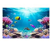 AWERT 30x18 inches Underwater World Fish Tank Background Undersea Theme Aquarium Background Polyester Colorful Coral Tropical Fish Tank Background