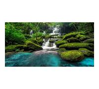 AWERT 30x18 inches Waterfall Terrarium Background Tropical Rainforest Aquarium Background Mountain Lake Green Tree Reptile Habitat Background Durable Polyester Background