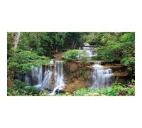 AWERT 36x18 inches Waterfall Terrarium Background Rainforest Aquarium Background Tropical Plants Green Tree Reptile Habitat Background Vinyl