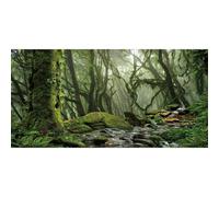 AWERT Foggy Forest Terrarium Background Stream Green Huge Tree Reptile Habitat Background Tropical Rainforest Aquarium Background 48x24 inches Durable Polyester Background