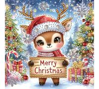 Awesocrafts 6pcs Diamond Art Christmas Cards Kits: Merry Christmas Elk, DIY Painting Cards Sets, 5D Art with Envelopes, Postcards for Handmade Xmas, 30 * 15cm (Little Elk)