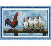 Awesocrafts Cross Stitch Embroidery Kits, Cockerel Chicken Pictures Templates Embroidery Kit Stamped Pattern (Chicken, Stamped)