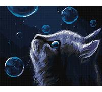 Awesocrafts Cross Stitch Kits, Night Cat Kitten Bubble Animals Cute Easy Patterns Cross Stitching Embroidery Kit Supplies, Counted Options for Adults Beginners Kids (Night Cat, Counted)