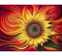 Awesocrafts Cross Stitch Stamped Kits Abstract Red Sunflower Easy Patterns Cross Stitching Embroidery Needlework Kit Supplies (Sunflower)
