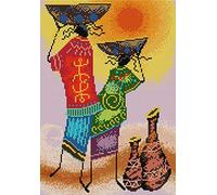 Awesocrafts Cross Stitch Stamped Kits African Customs Easy Patterns Cross Stitching Embroidery Needlework Kit Supplies (African)