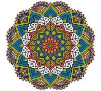 Awesocrafts Cross Stitch Stamped Kits Blue Mandala Flowers Easy Patterns Cross Stitching Embroidery Needlework Kit Supplies (Mandala #1)